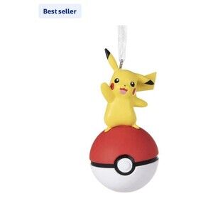 Hallmark Pokemon PIKACHU on POKE BALL Christmas Ornament RED BOX NEW